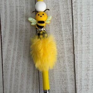 Yellow Bee Plush Top Kids Toy Pen - Cute Bee Design
